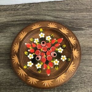 Vibrant Hand Painted Floral Wooden Plate